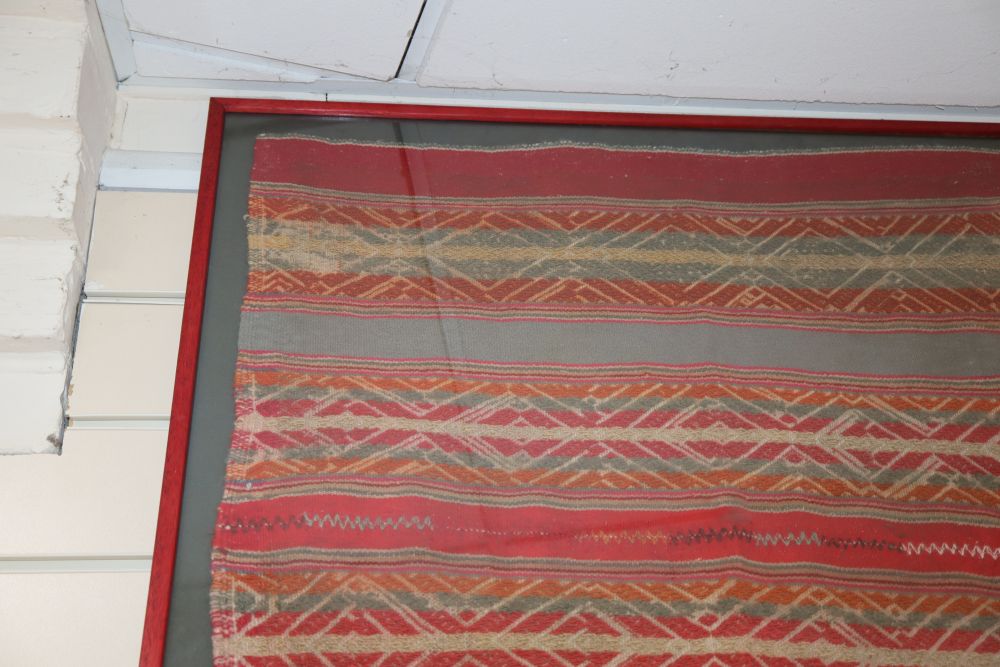 A Turkish kilim panel, framed, overall 73 x 64cm